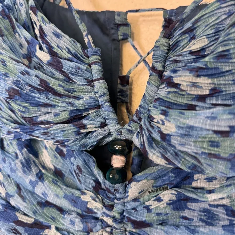 Sabina Musayev Dress Women Small Chiffon Ruched Bodycon Mini Allison Free People - Picture 4 of 14